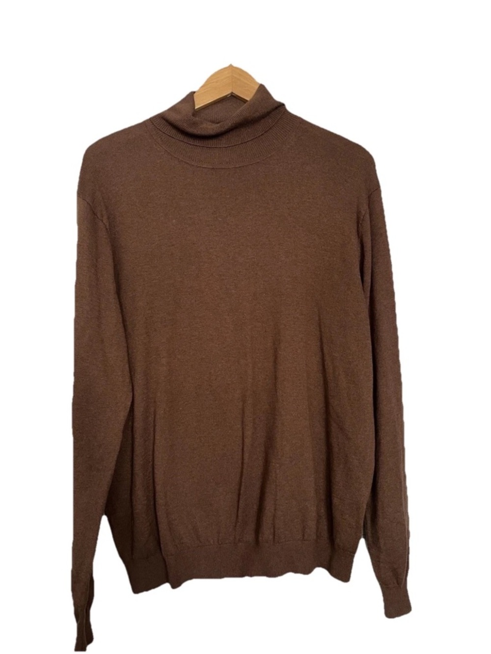 Paul Frederick Brown Turtleneck Sweater Silk Cotton Cashmere Men's Size Large